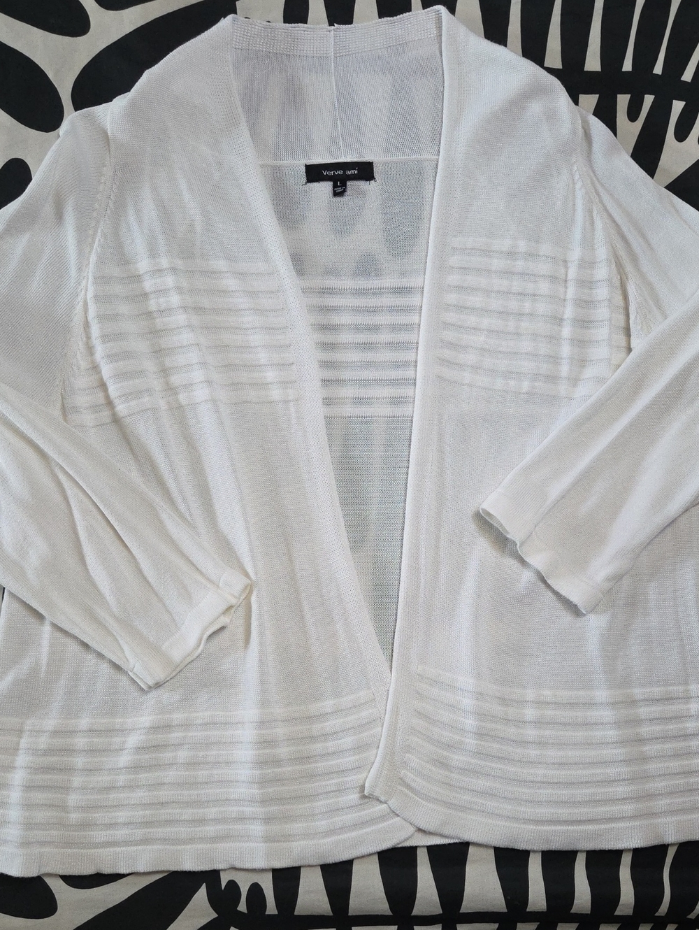 Vero Moda White Open-Front Ribbed Detail Cardigan